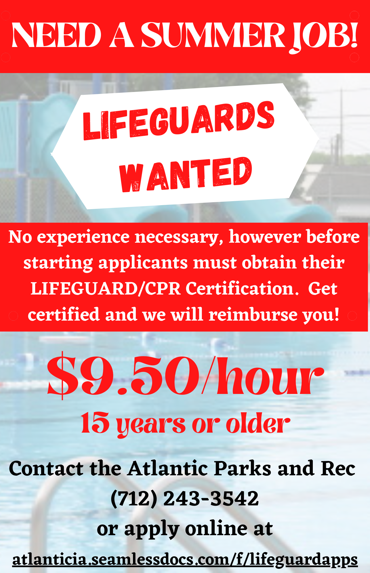 Lifeguards needed this Summer for Sunnyside Pool in Atlantic « KJAN ...